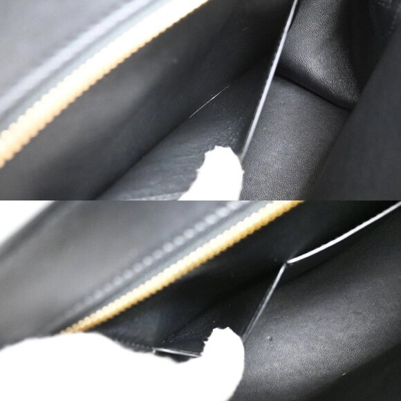 CELINE Logo Trapeze 2way Shoulder Hand Bag Leather Blue Black White 77EF941 - Picture 13 of 15